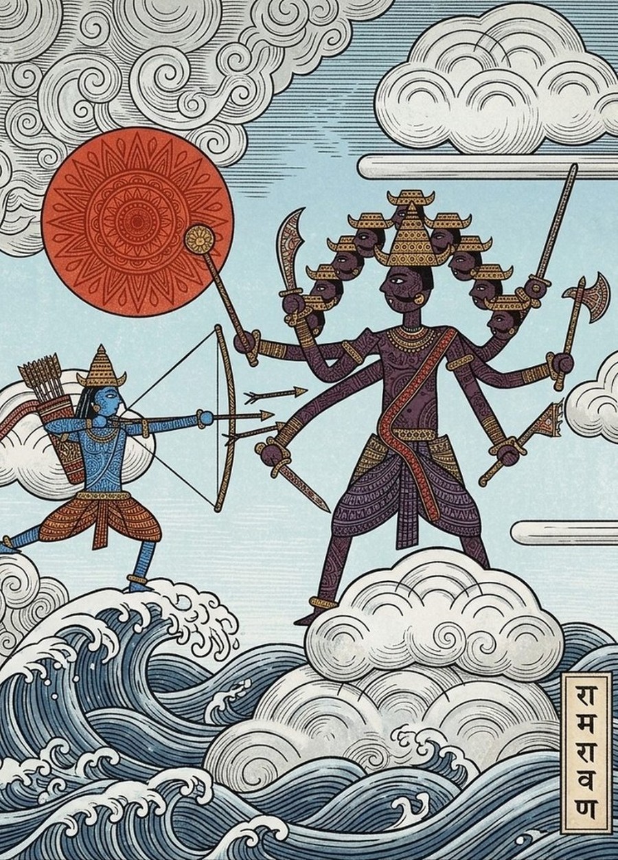 Plate: Rama and Ravana