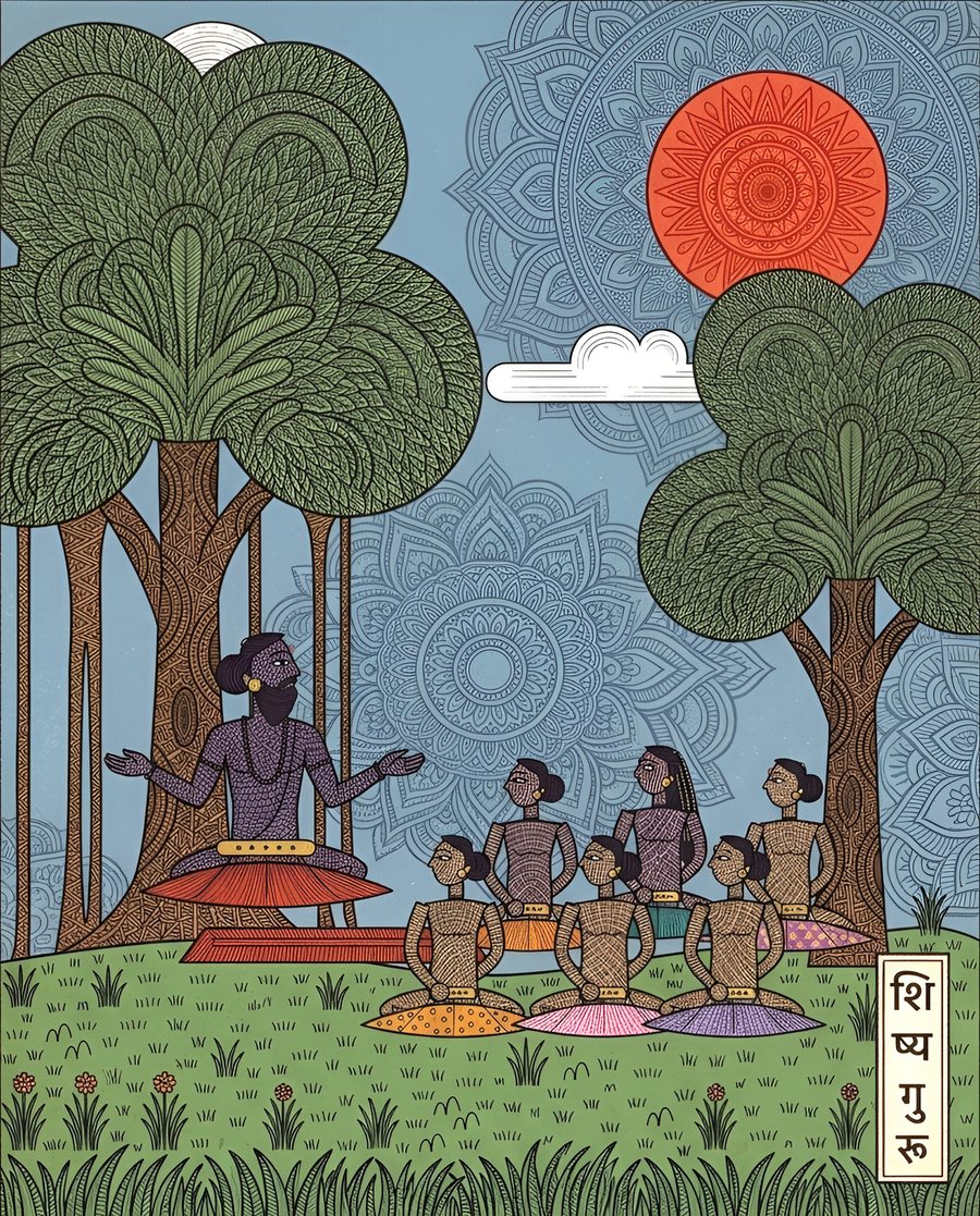 Plate: the teacher and the children